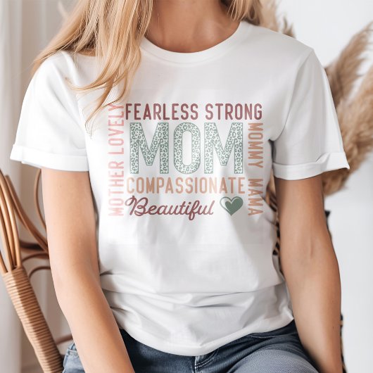 "Fearless Strong Mom" Retro moeders affirmaties T-shirt