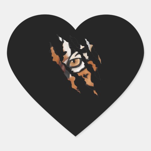 Fearless Tiger Cat Eye Claw Silhouette Hart Sticker (Voorkant)