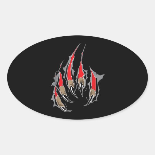 Fearless Tiger Claw Silhouette Ovale Sticker (Voorkant)