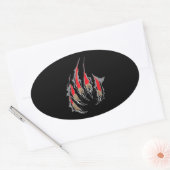 Fearless Tiger Claw Silhouette Ovale Sticker (Envelop)
