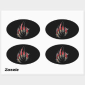 Fearless Tiger Claw Silhouette Ovale Sticker (Vel)