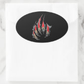 Fearless Tiger Claw Silhouette Ovale Sticker (Tas)