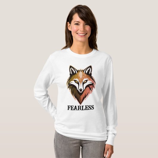 Fearless Wolf Vrouwen T-shirt met lange mouwen – F (Voorkant volledig)