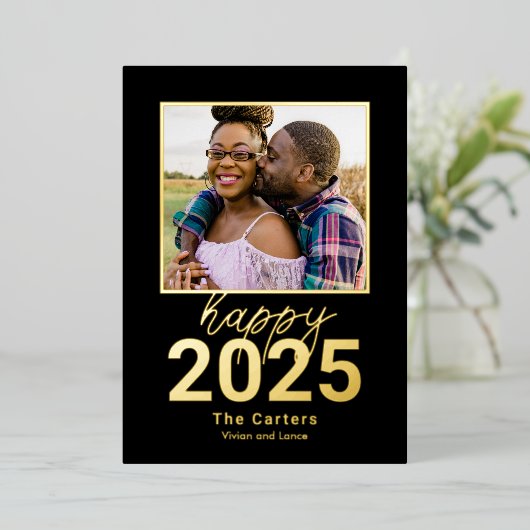 Fearless Year Folie Happy New Year-fotokaart Folie Feestdagenkaart (Staand Voorkant)