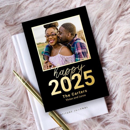 Fearless Year Folie Happy New Year-fotokaart Folie Feestdagenkaart