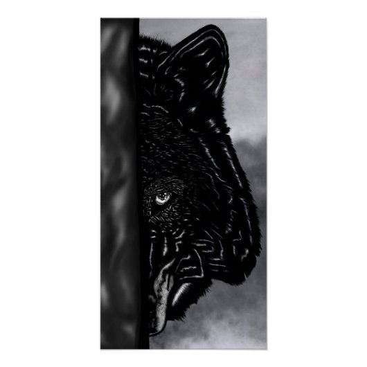 Fearlessly Watching – Hand-Drawn Wolf Forest Perfect Poster (Voorkant)