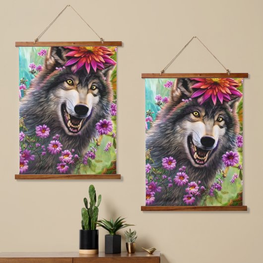 Fearsome Furry King Wolf Hangend Wandkleed (Asymmetrisch)