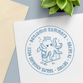 Fearsome Octopus Guarding Treasure Address Zelfinktende Stempel
