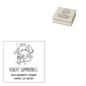 Fearsome Octopus Guarding Treasure Chest Address Rubberstempel (Gestempeld)