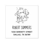 Fearsome Octopus Guarding Treasure Chest Address Zelfinktende Stempel (Design)