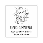 Fearsome Octopus Guarding Treasure Chest Address Zelfinktende Stempel (Design)