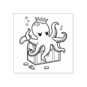 Fearsome Octopus Guarding Treasure Chest Rubberstempel (Afrduk)