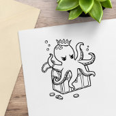 Fearsome Octopus Guarding Treasure Chest Rubberstempel