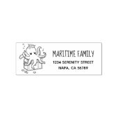 Fearsome Octopus Guarding Treasure Family Address Rubberstempel (Afrduk)
