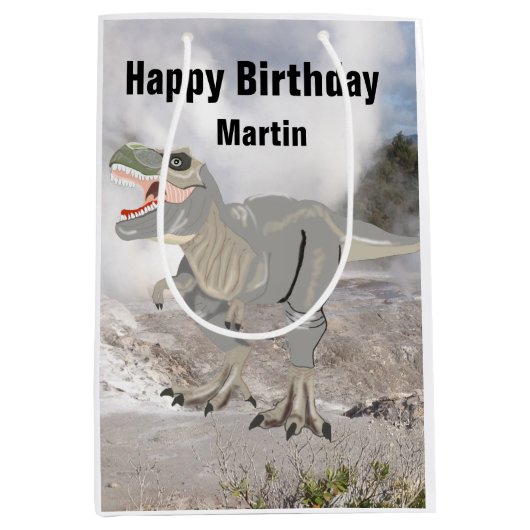 Fearsome Tyrannosaurus Medium Gift Bag Cadeauzakje (Voorkant)