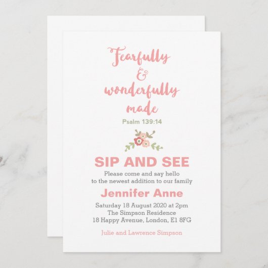 Fearully Made Sip en See Invite Kaart (Voorkant / Achterkant)