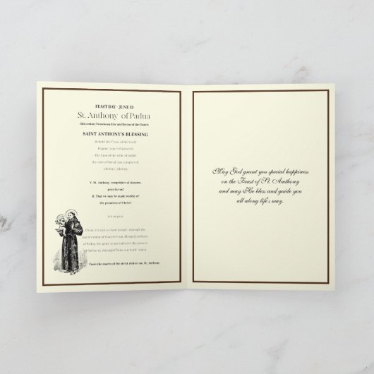 Feast Day St. Anthony Jesus Religieuze Card Kaart (Binnen)