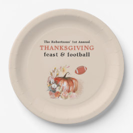 Feast en Football Thanksgiving Dinnelichtperk Papieren Bordje