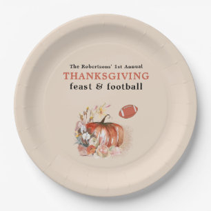 Feast en Football Thanksgiving Dinnelichtperk Papieren Bordje