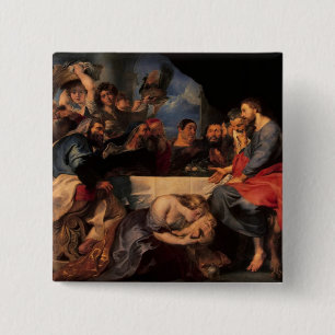 Feast in the house of Simon the Pharisee, c.1620 Vierkante Button 5,1 Cm