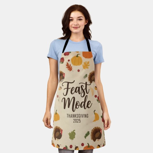 Feast Mode All-Over Print Thanksgiving Schort (Gedragen)