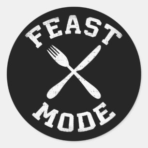 Feast Mode - Bulking - Eten, Honger - Grappige Nie Ronde Sticker