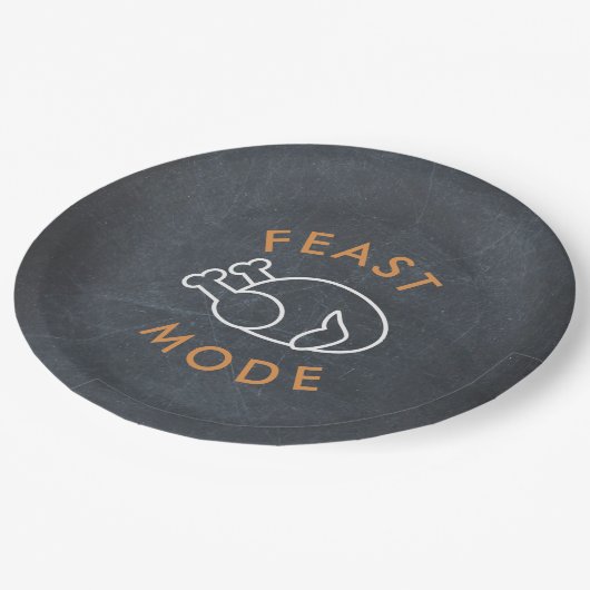 Feast Mode Krijtbord Grappig Thanksgiving Papier Papieren Bordje (Gekanteld)