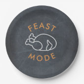 Feast Mode Krijtbord Grappig Thanksgiving Papier Papieren Bordje (Voorkant)