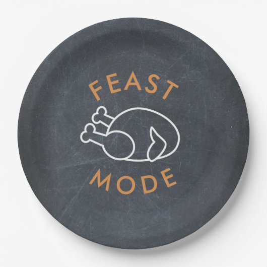 Feast Mode Krijtbord Grappig Thanksgiving Papier Papieren Bordje (Voorkant)