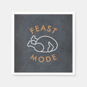 Feast Mode Krijtbord Grappig Thanksgiving Papier Servet