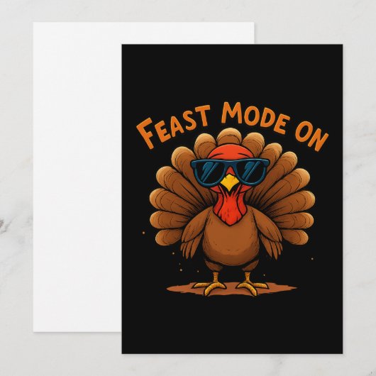Feast Mode On Thanksgiving Card Feestdagenkaart (Voorkant / Achterkant)
