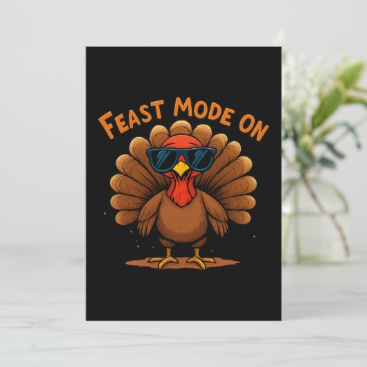 Feast Mode On Thanksgiving Card Feestdagenkaart (Staand voorkant)