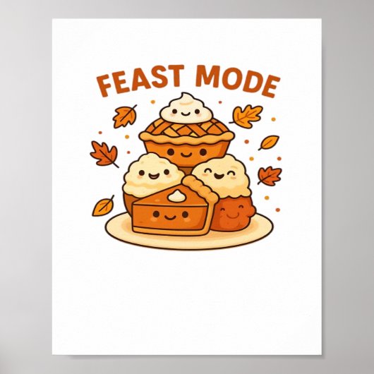 Feast Mode – Schattige Autumn Comfort Food Bord Bo Poster (Voorkant)