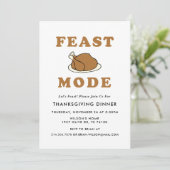 Feast Mode Thanksgiving Dinner Party Invitation Kaart (Staand voorkant)