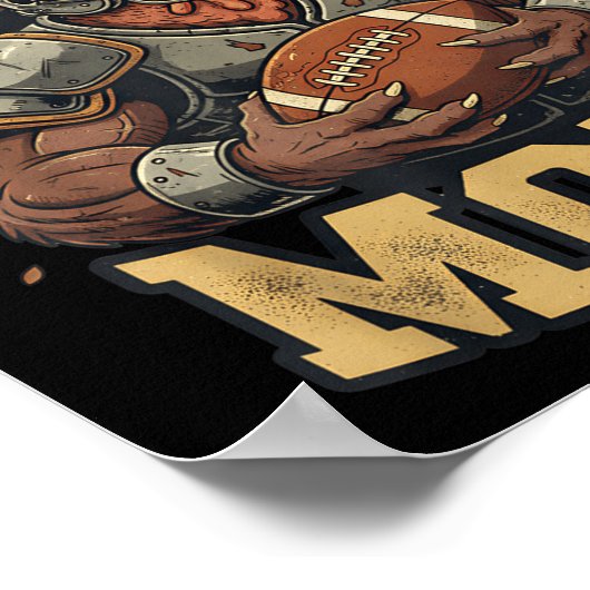 Feast Mode Turkey Football Thanksgiving Funny Vint Poster (Hoek)