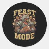 Feast Mode Turkey Football Thanksgiving Funny Vint Ronde Sticker (Voorkant)
