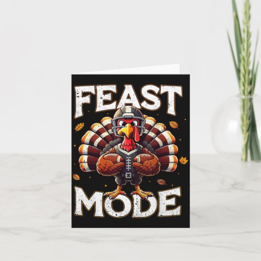Feast Mode Turkey Vintage Football Thanksgiving Sh Kaart (Voorkant)