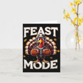 Feast Mode Turkey Vintage Football Thanksgiving Sh Kaart (Gele Bloem)