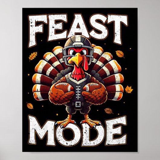 Feast Mode Turkey Vintage Football Thanksgiving Sh Poster (Voorkant)