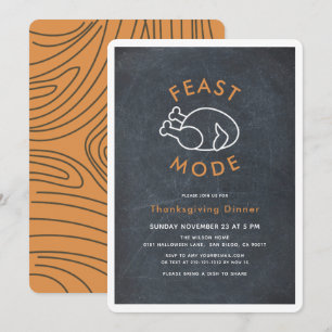 Feast Mode Turkije Krijtbord Thanksgiving Diner Kaart