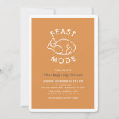 Feast Mode Turkije Oranje Thanksgiving Diner Kaart (Voorkant)