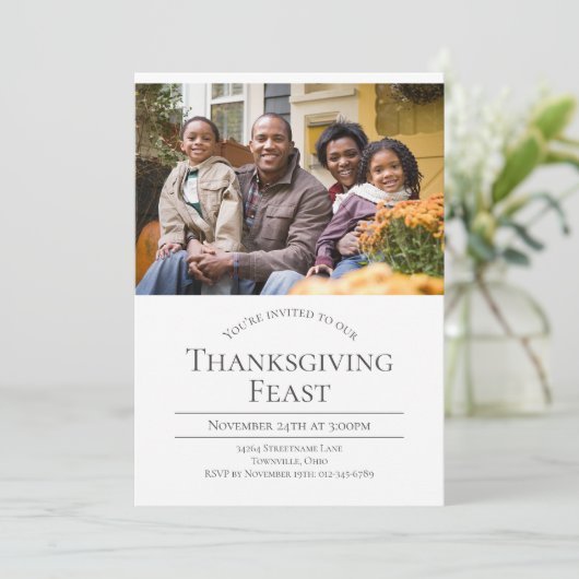 Feast Modern Foto Thanksgiving Kaart (Staand voorkant)