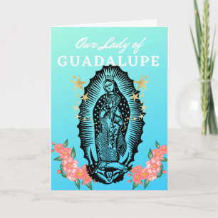 Feast of Our Lady of Guadalupe Woodcut and Rozen Kaart