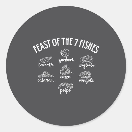 Feast Of The 7 Fishes  Ronde Sticker (Voorkant)