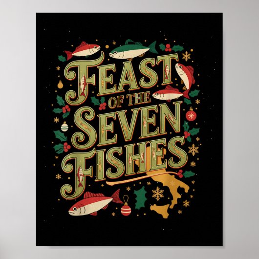 Feast Of The Seven Fishes Festive Italian Holiday  Poster (Voorkant)