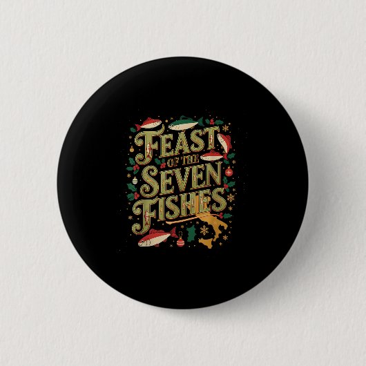 Feast Of The Seven Fishes Festive Italian Holiday  Ronde Button 5,7 Cm (Voorkant)