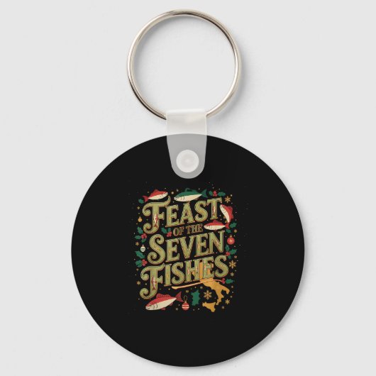 Feast Of The Seven Fishes Festive Italian Holiday  Sleutelhanger (Voorkant)