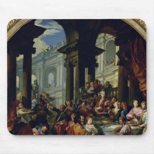 Feast onder een Ionic Portico, c.1720-25 Muismat (Voorkant)