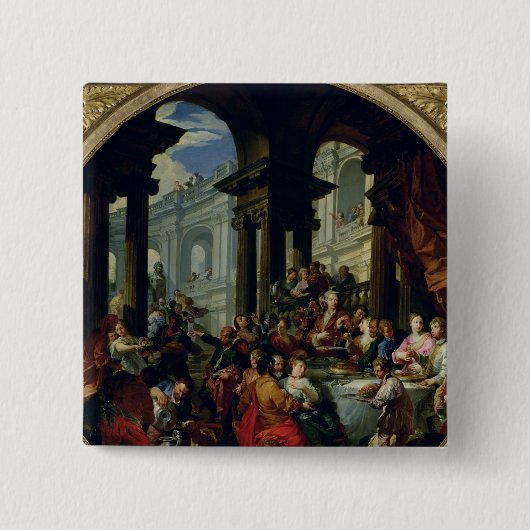 Feast onder een Ionic Portico, c.1720-25 Vierkante Button 5,1 Cm (Voorkant)