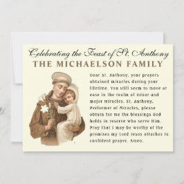 Feast van de Katholieke Prayer Kaart van St. Antho